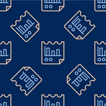 Line Document with graph chart icon isolated seamless pattern on blue background 스톡 일러스트