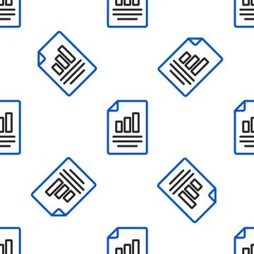 Line Document with graph chart icon isolated seamless pattern on white Illustrazione stock
