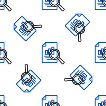 Line Document with graph chart icon isolated seamless pattern on white Illustrazione stock