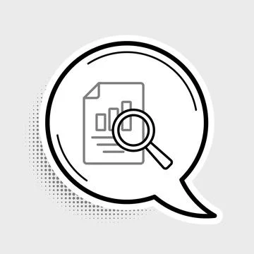 Line Document with graph chart icon isolated on grey background. Report text Stock Illustration