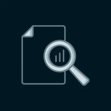 Line Document with graph chart icon isolated on black background. Report te.. 스톡 일러스트