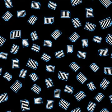 Line Document icon isolated seamless pattern on black background. File icon Illustrazione stock