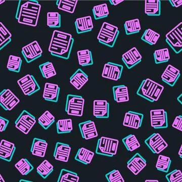 Line Document icon isolated seamless pattern on black background. File icon Illustrazione stock
