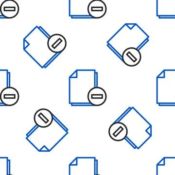 Line Document with minus icon isolated seamless pattern on white background Stock Illustration