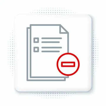 Line Document with minus icon isolated on white background. Clear document Stock Illustration