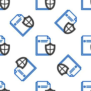 Line Document protection concept icon isolated seamless pattern on white 스톡 일러스트