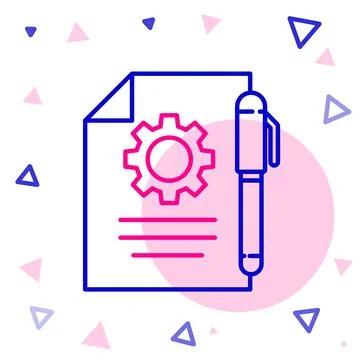 Line Document settings with gears icon isolated on white background. Software Stock Illustration