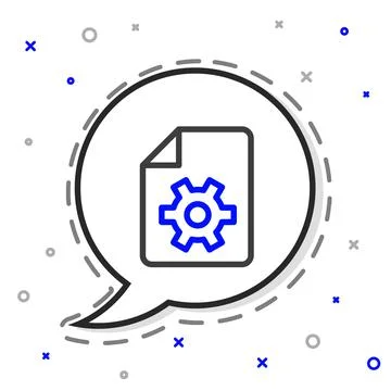 Line Document settings with gears icon isolated on white background. Software Stock Illustration
