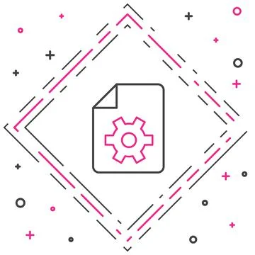 Line Document settings with gears icon isolated on white background. Software Stock Illustration