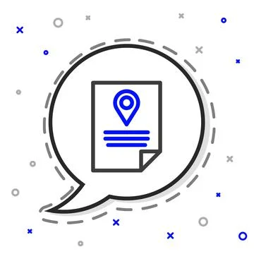 Line Document tracking marker system icon isolated on white background. Parcel イラスト素材