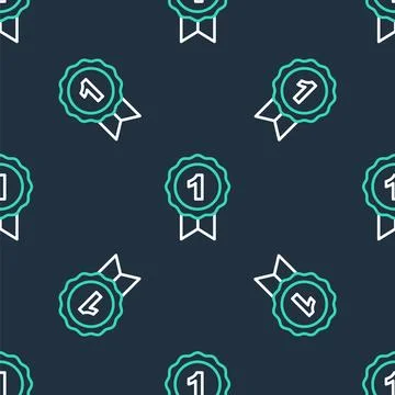Line Dog award symbol icon isolated seamless pattern on black background. M.. Illustrazione stock