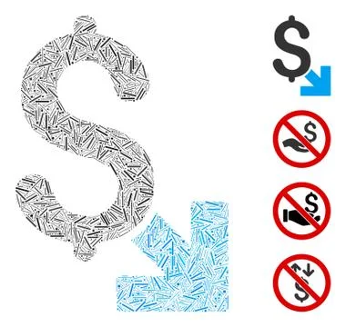 Line Dollar Decrease Icon Vector Mosaic イラスト素材