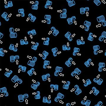 Line Dollar rate decrease icon isolated seamless pattern on black background 库存插图