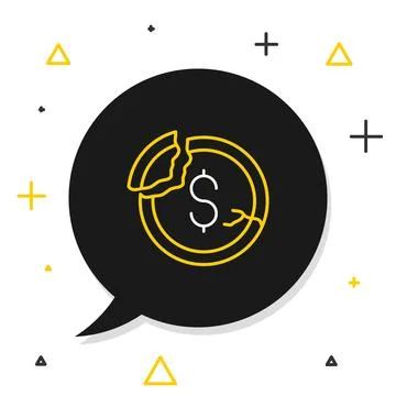 Line Dollar rate decrease icon isolated on white background. Cost reduction.  Stock Illustration