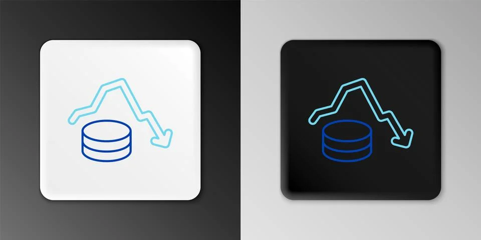 Line Dollar rate decrease icon isolated on grey background. Cost reduction Stockillustratie