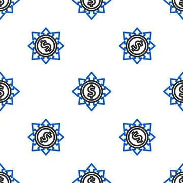 Line Dollar, share, network icon isolated seamless pattern on white background Stock Illustration