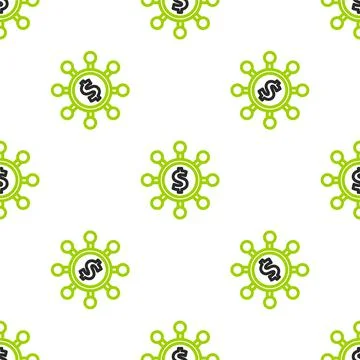 Line Dollar, share, network icon isolated seamless pattern on white background Stockillustratie