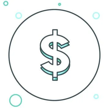 Line Dollar symbol icon isolated on white background. Cash and money, wealt.. Stock Illustration