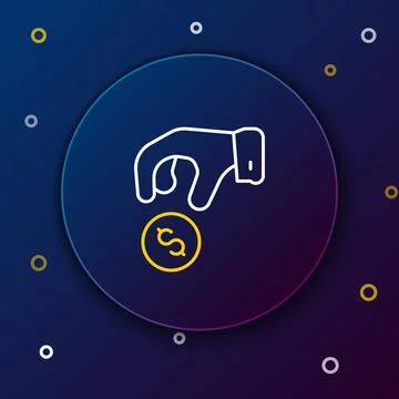 Line Donate or pay your zakat as muslim obligatory icon isolated on blue ba.. Stock Illustration
