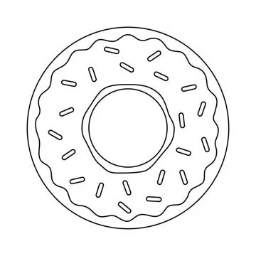 Line donut with confetti. Stock Illustration