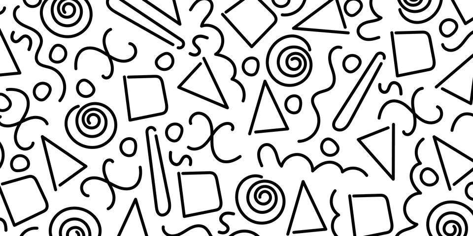Line doodle pattern. Trendy design with shapes. Simple scribble wallpaper.  Illustrazione stock
