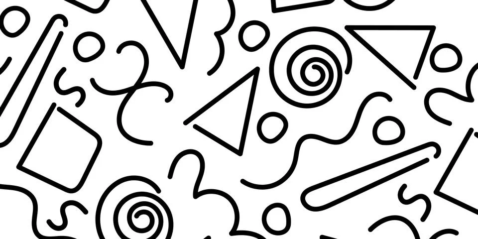 Line doodle pattern. Trendy design with shapes. Simple scribble wallpaper.  스톡 일러스트