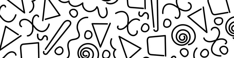 Line doodle pattern. Trendy design with shapes. Simple scribble wallpaper.  스톡 일러스트