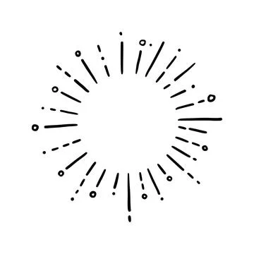 Line doodle ray, sparkle, sunburst, sunshine Stock Illustration