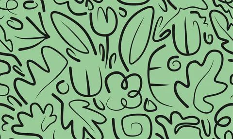 Line doodle seamless pattern. Stock Illustration