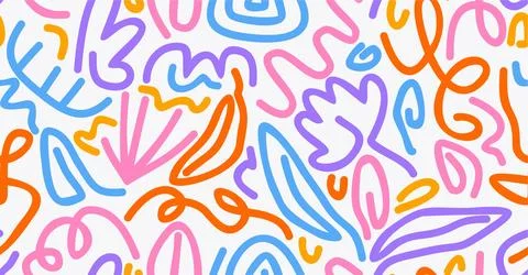 Line doodle seamless pattern. イラスト素材