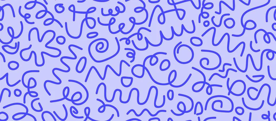 Line doodle seamless pattern. Stock Illustration