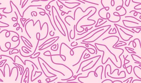 Line doodle seamless pattern. Stock Illustration