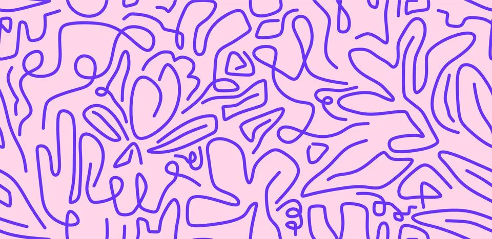 Line doodle seamless pattern. Illustrazione stock