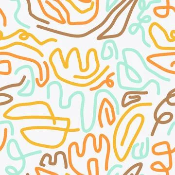 Line doodle seamless pattern. Illustrazione stock