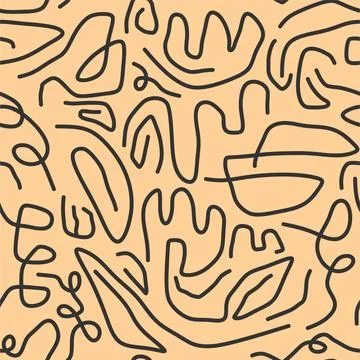 Line doodle seamless pattern. Stock Illustration