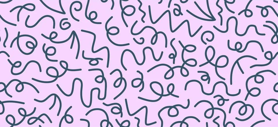 Line doodle seamless pattern. Stock Illustration