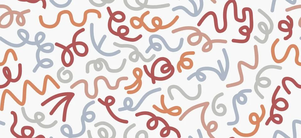 Line doodle seamless pattern. Stock Illustration