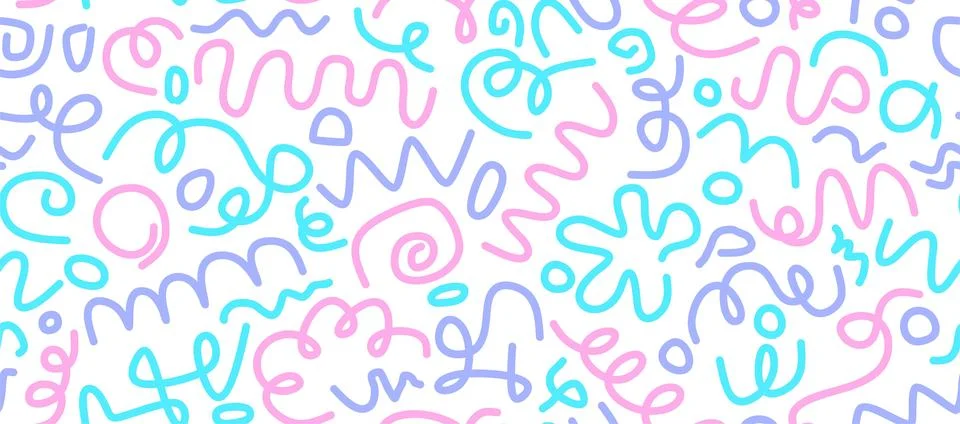 Line doodle seamless pattern. Stock Illustration