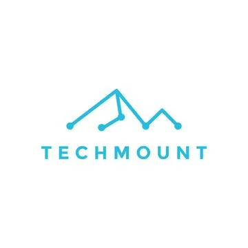 Line dot tech mountain logo design, vector graphic symbol icon illustration.. Illustrazione stock