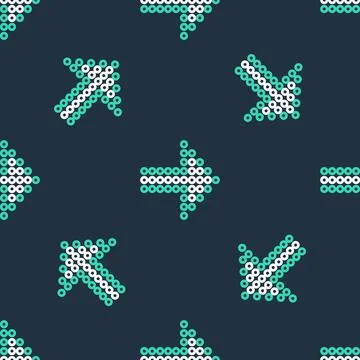 Line Dots arrow icon isolated seamless pattern on black background. Halftone Stock Illustration