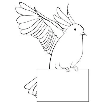 Line dove vector illustration, isolated on white Illustrazione stock