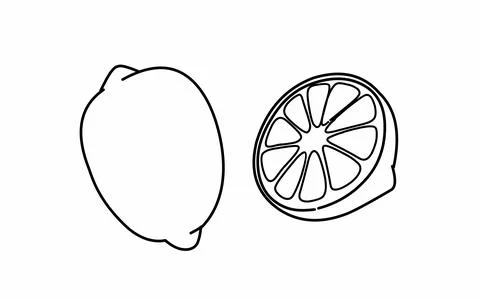 Line draw Drawing of lemon fruit coloring page for kids and kindergarten Stock Illustration