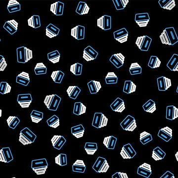 Line Drawer with documents icon isolated seamless pattern on black background Stock Illustration