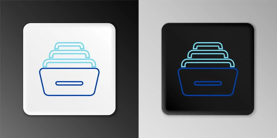 Line Drawer with documents icon isolated on grey background. Archive papers 库存插图