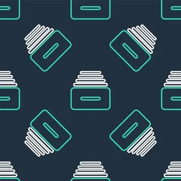 Line Drawer with documents icon isolated seamless pattern on black background Illustrazione stock