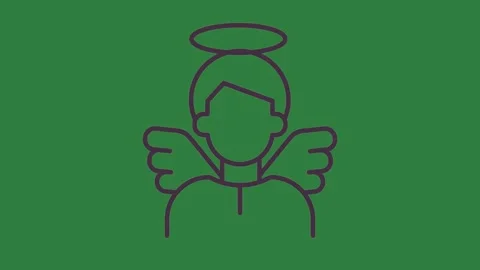 A line drawing of an angel on green background and with wings isolated on Stock Footage 336954749