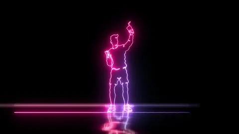 Line drawing animation of young man with cocktail glass.Neon line logo.Cock.. Stock Footage 284966114