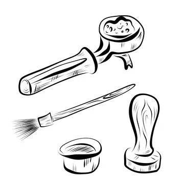 Line drawing. Art line tools for coffee machine, for making coffee. Stock Illustration
