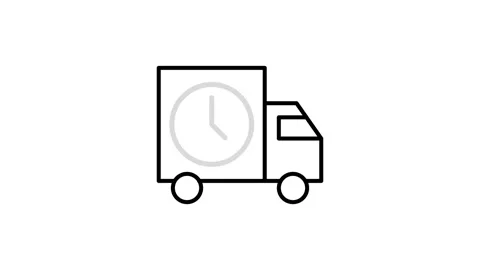 Line drawing in black and white depicting a truck with a clock, symbolizing.. Stock Footage 332759237