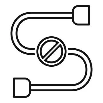 Line drawing of a broken cable showing no connection Stock Illustration